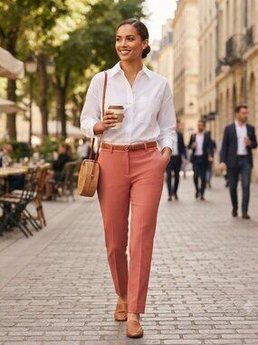 NEW Theory Izelles S Stretch Wool Straight Ankle Pant Trouser in Melon Sevona